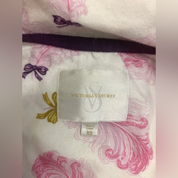 Victoria’s Secret Vintage Feather & Bow Cotton Pajama Set XS Pink Purple - Picture 5 of 11